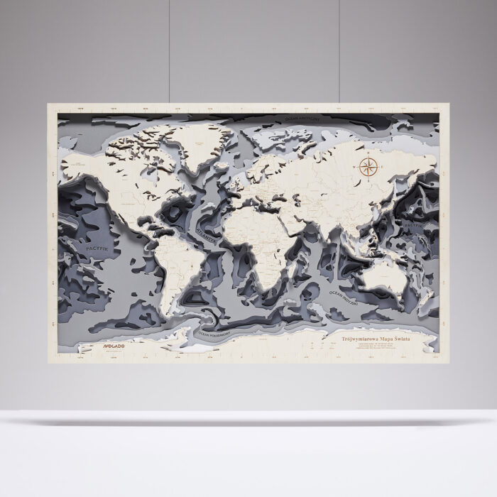 Świat XL - Drewniana Mapa (szara)