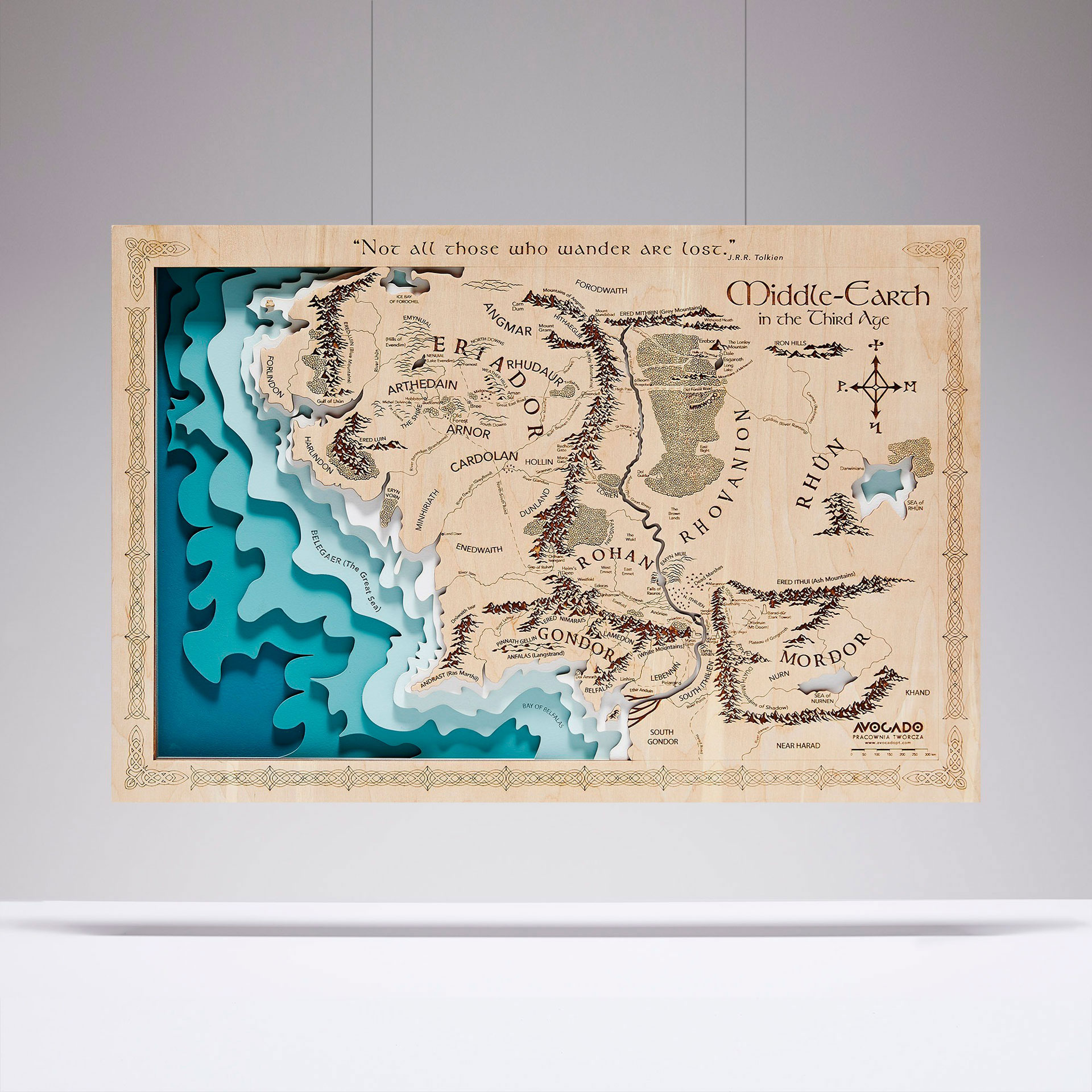 Mapa Śródziemia - Drewniana Mapa