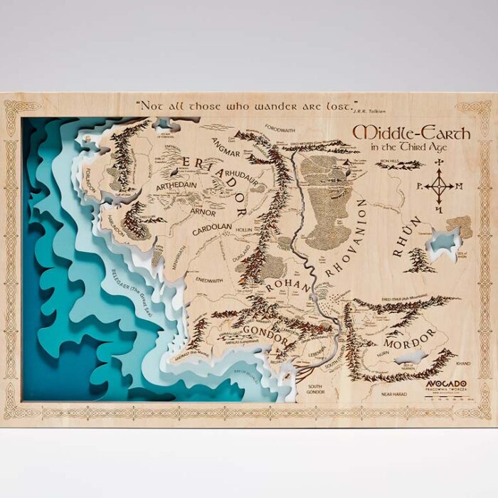 Mapa Śródziemia (duża) - Drewniana Mapa