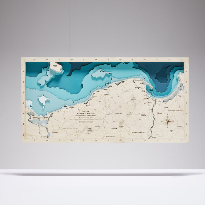 Wybrzeże Polskie – Drewniana Mapa (turkus)