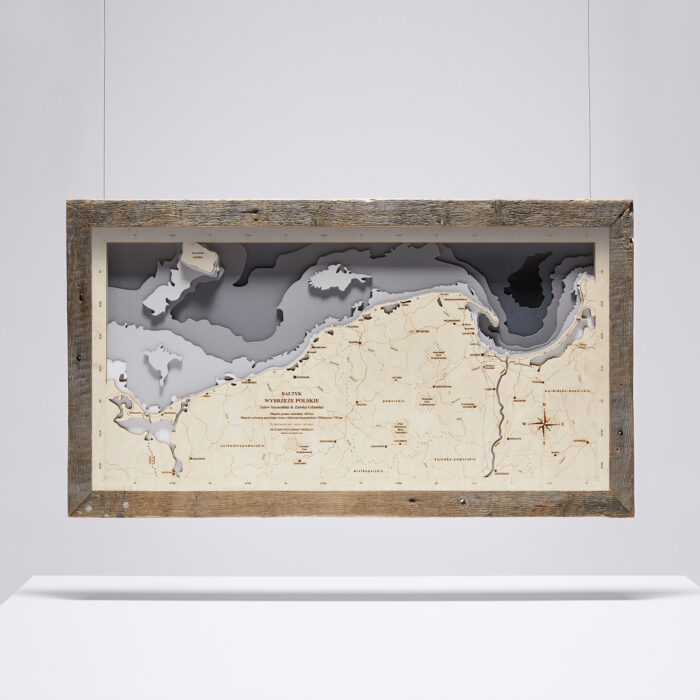 Wybrzeże Polskie - Drewniana Mapa w ramie
