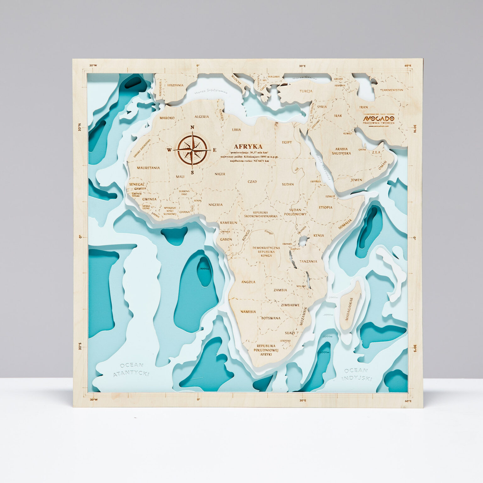 Afryka - Drewniana Mapa