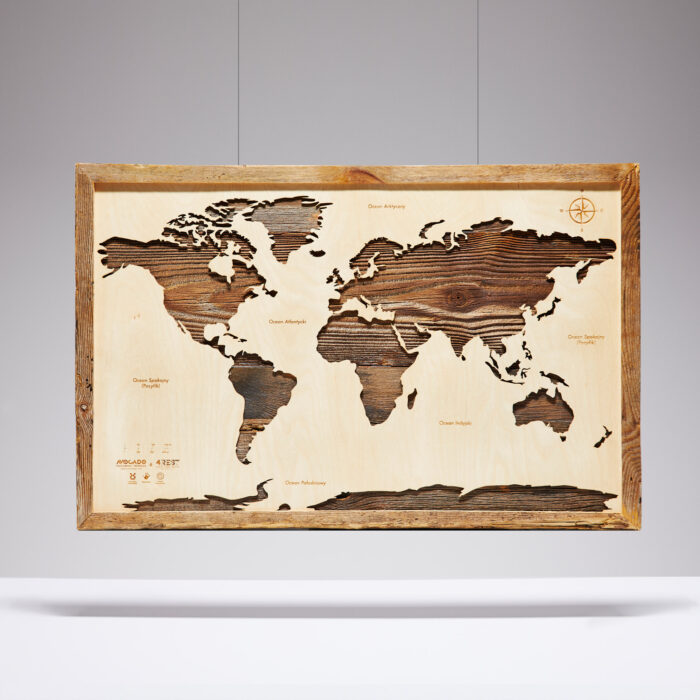 Świat Naturalny - Drewniana Mapa