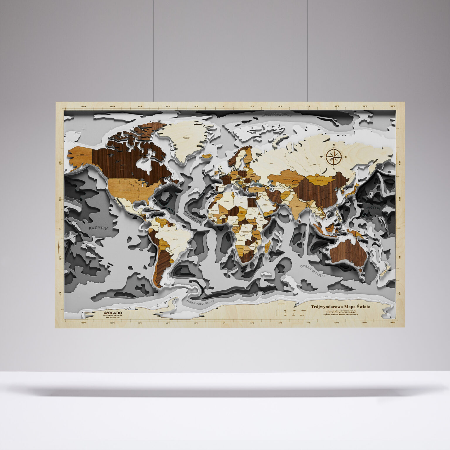 Świat Multiwood - Drewniana Mapa (szara)