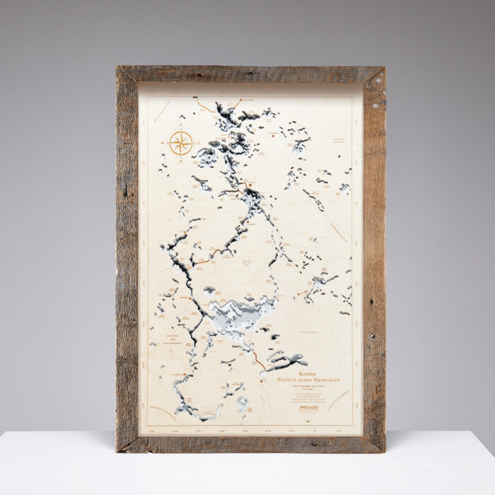 Mazury – Drewniana Mapa w ramie