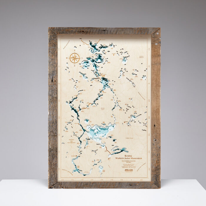 Mazury - Drewniana Mapa w ramie