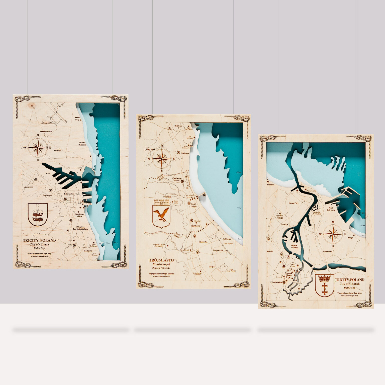 Trójmiasto (zestaw) - Drewniane Mapy
