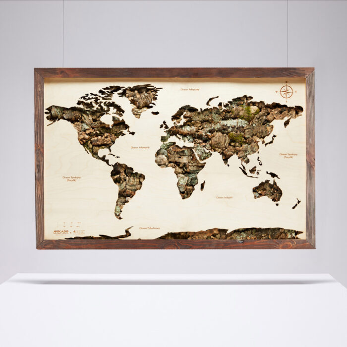 Świat Dąb Korkowy - Drewniana Mapa