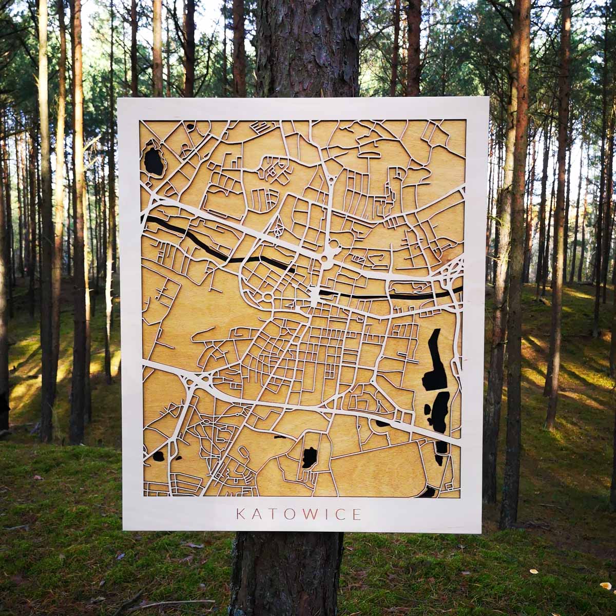 Katowice - Drewniany Plakat