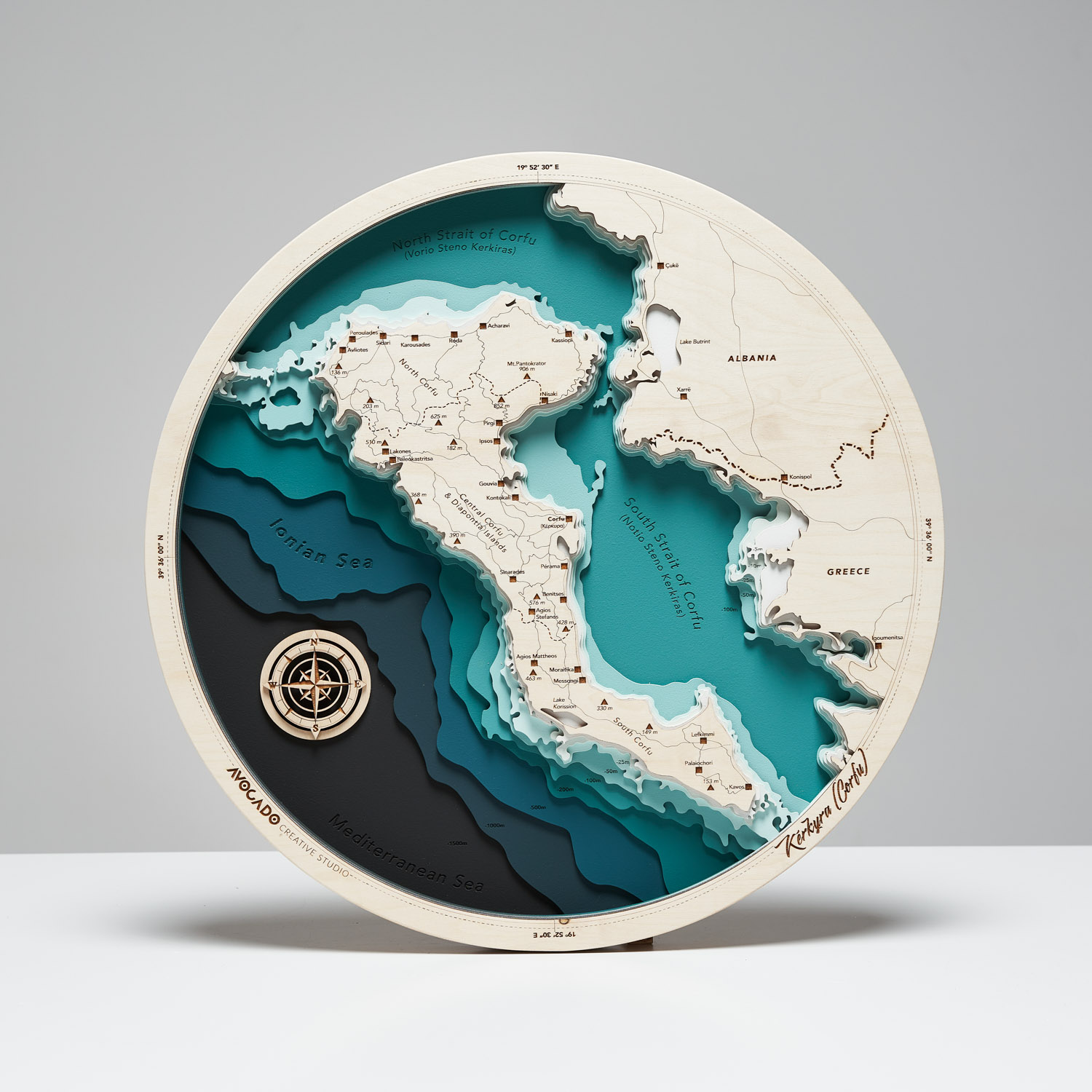 Korfu - Drewniana Mapa