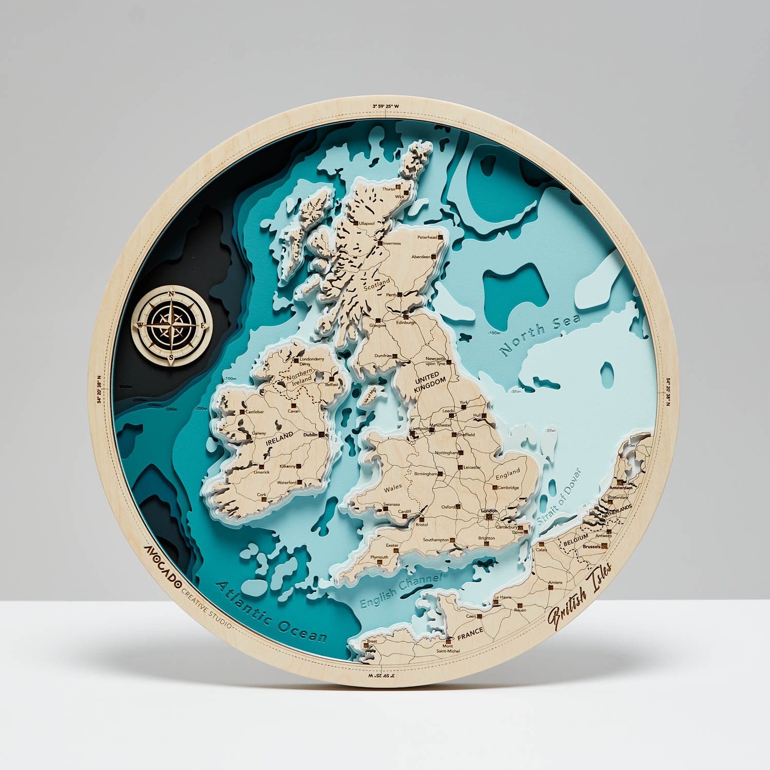 Wyspy Brytyjskie - Drewniana Mapa