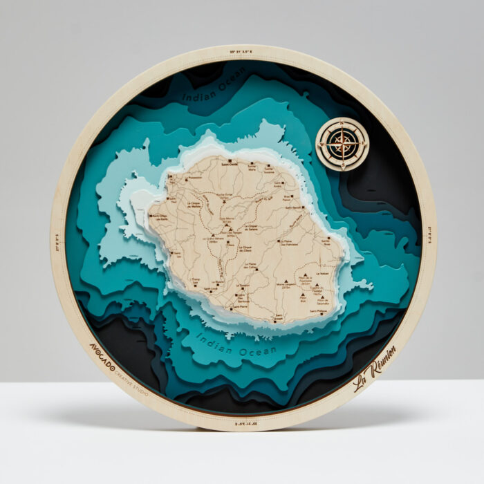 La Reunion - Drewniana Mapa