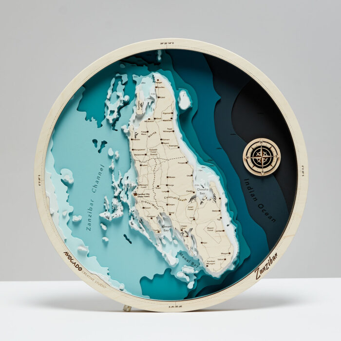 Zanzibar - Drewniana Mapa
