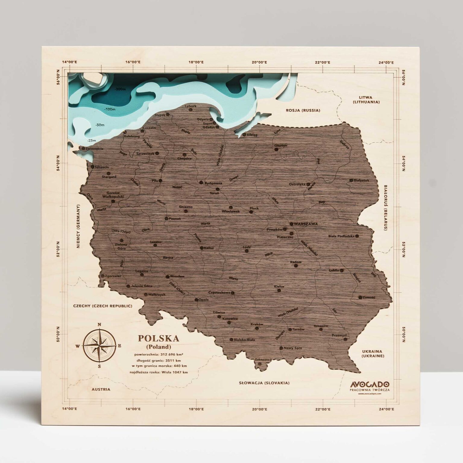 Polska - Drewniana Mapa