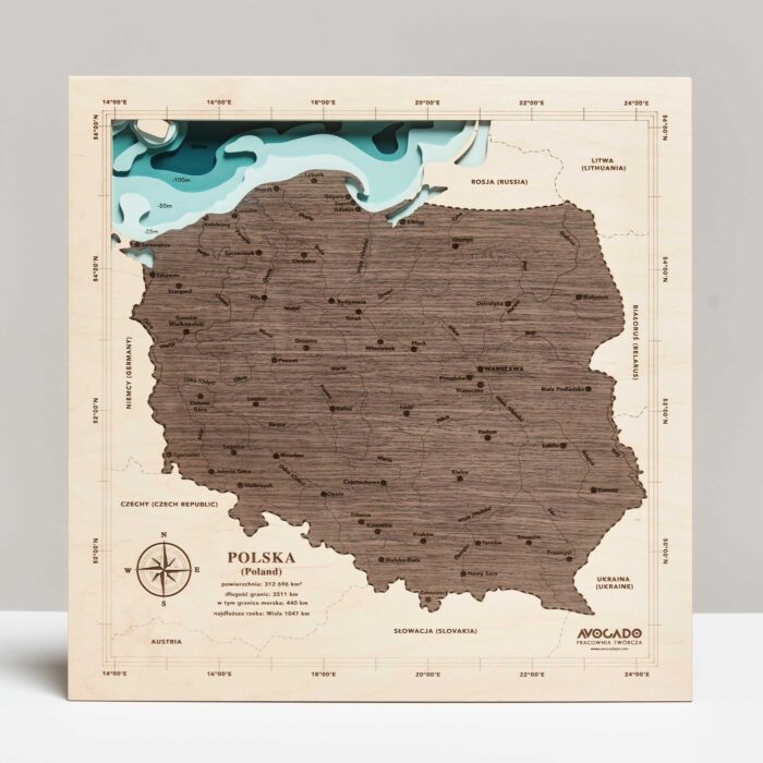 Polska - Drewniana Mapa