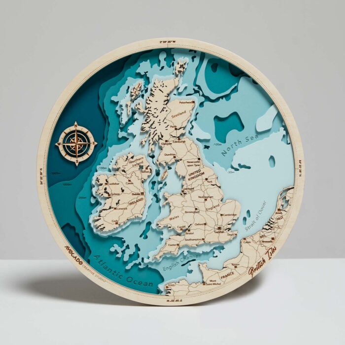 Wyspy Brytyjskie - Mini Drewniana Mapa