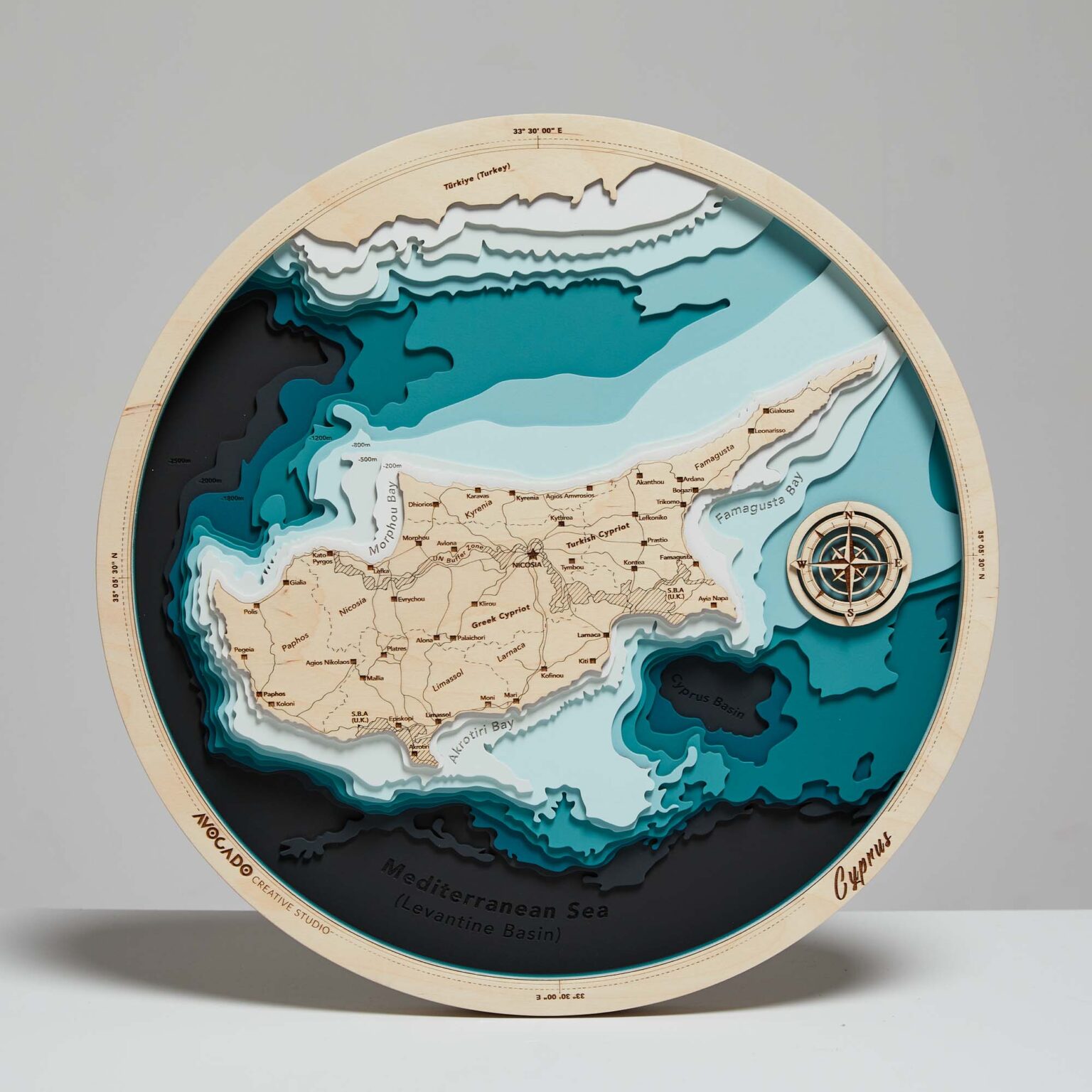 Cypr - Drewniana Mapa