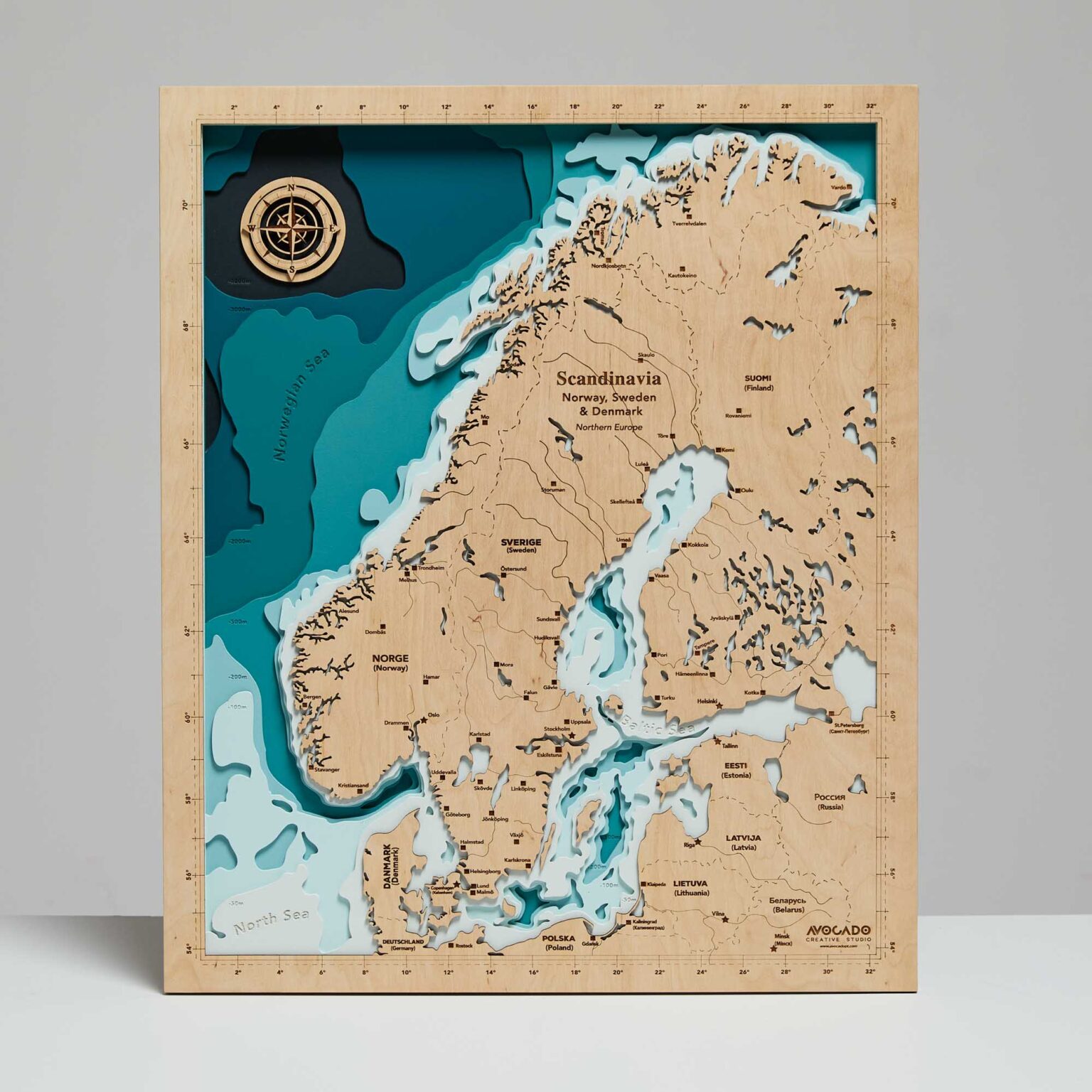 Skandynawia – Drewniana Mapa