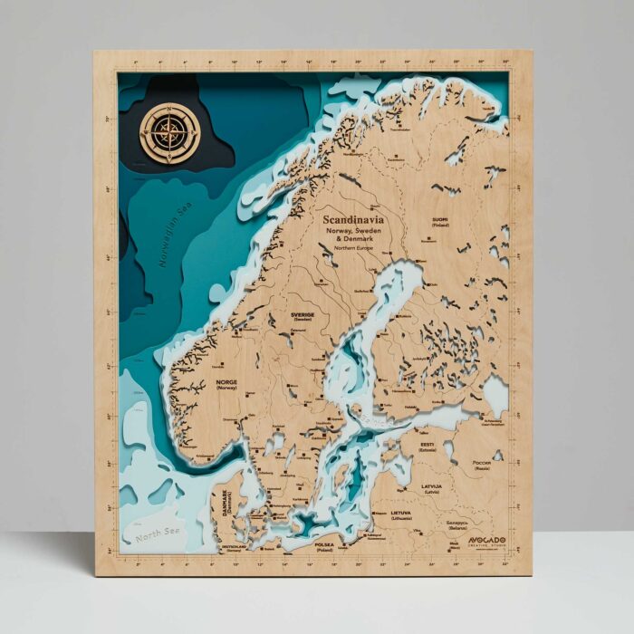 Skandynawia – Drewniana Mapa