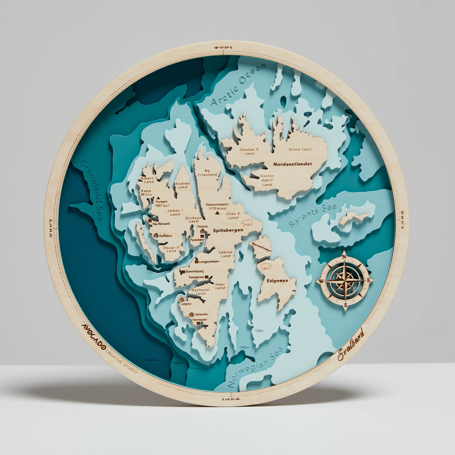 Svalbard - Mini Drewniana Mapa