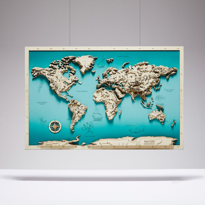 Świat Gór - Drewniana Mapa (turkus)