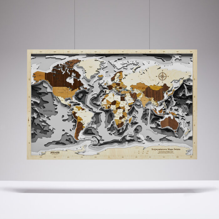 Świat Multiwood XL - Drewniana Mapa (szara)