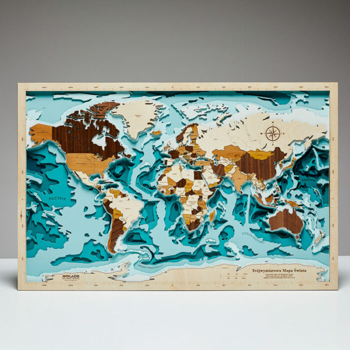 Świat Multiwood XL- Drewniana Mapa (turkus)
