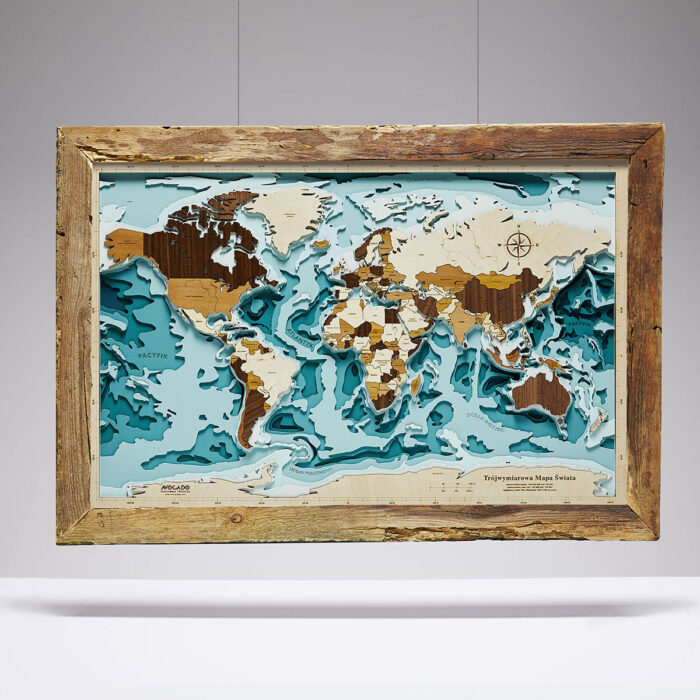 Świat Multiwood – Drewniana Mapa w ramie (turkusowa)